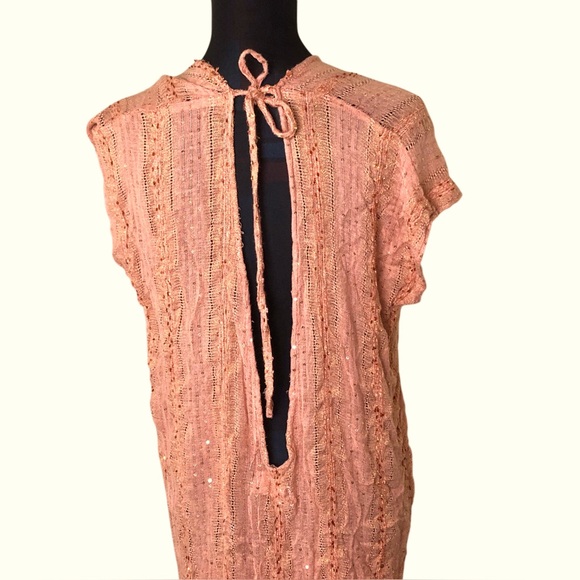 Sundress Beach Maxi Open Back Sequin Embroidered Cotton Swimsuit Cover Up Dress - Picture 6 of 9